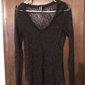 BKE. Brown sheer blouse